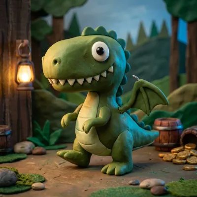 Child's drawing transformed into claymation style with a tactile, sculpted look