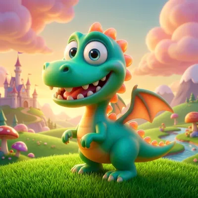 Child's drawing transformed into movie-style 3D art with polished rendering