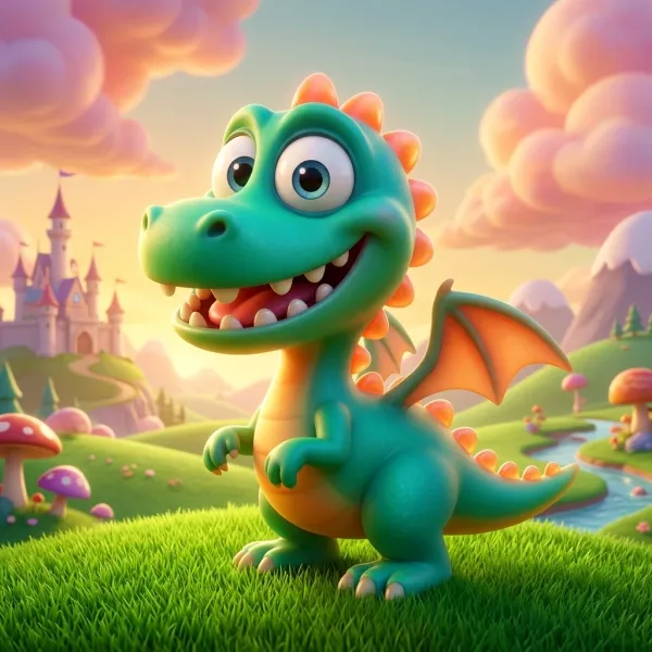 Child's drawing transformed into movie-style 3D art with polished rendering
