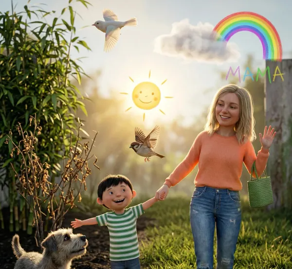 Child's drawing transformed into a photorealistic artwork with lifelike detail