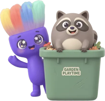 Sparky the mascot playing Peekaboo Bins